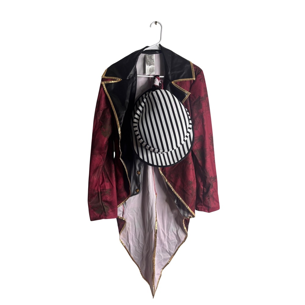 Spirit Halloween Voodoo Ringmaster Costume Mens Large Jacket Hat Wig Skull Set